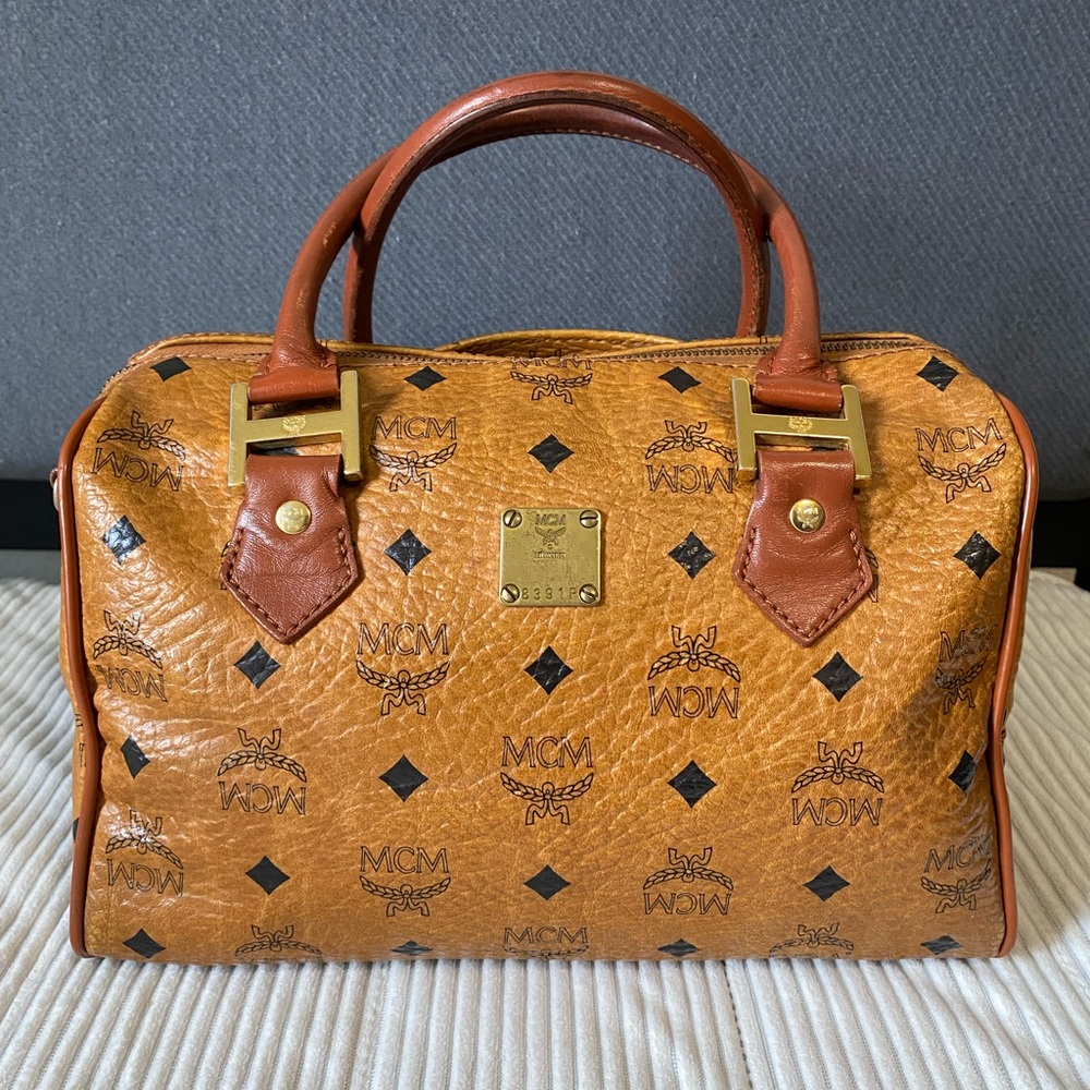 Authentic MCM Monogram Vintage Speedy Bag Cognac Visetos